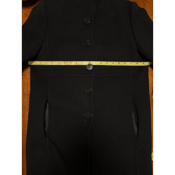 Vintage Luca Venturini US 10 Black 100% Virgin Wool Italian Made Long Coat - Picture 5 of 10